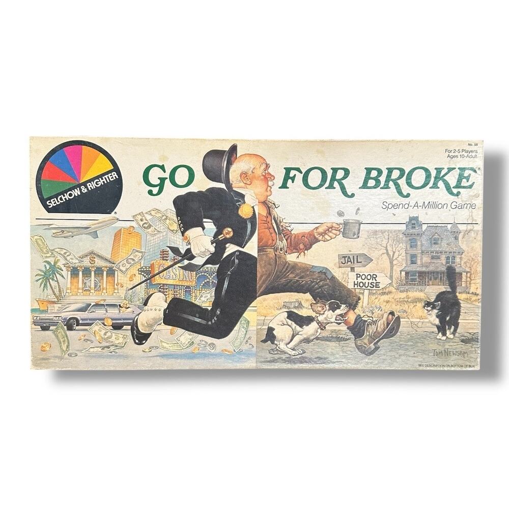 Vintage Selchow & Righter Go For Broke Board Game
